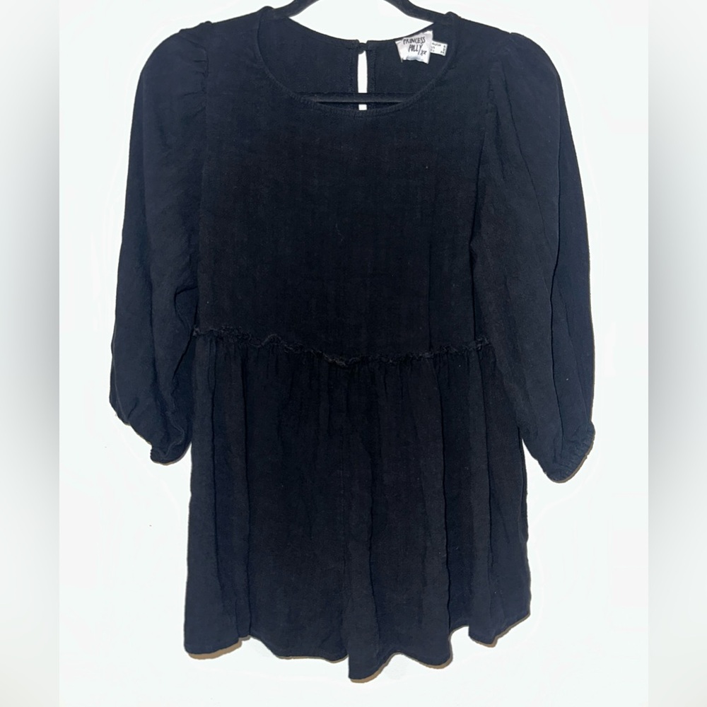 Princess Polly Black Linen Blend Romper with Long Sleves